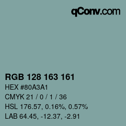 Código de color: RGB 128 163 161 | qconv.com