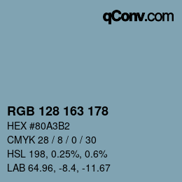 Color code: RGB 128 163 178 | qconv.com