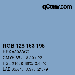 Color code: RGB 128 163 198 | qconv.com