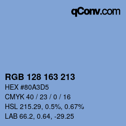 カラーコード: RGB 128 163 213 | qconv.com