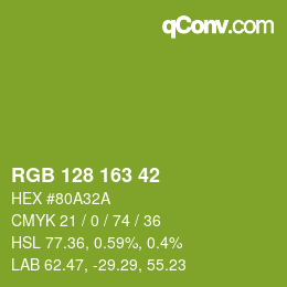 カラーコード: RGB 128 163 42 | qconv.com