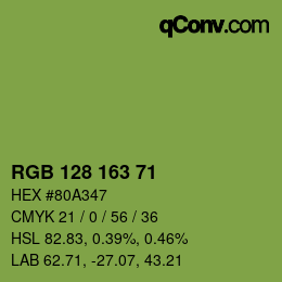 Color code: RGB 128 163 71 | qconv.com