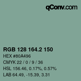 カラーコード: RGB 128 164.2 150 | qconv.com