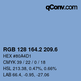 カラーコード: RGB 128 164.2 209.6 | qconv.com