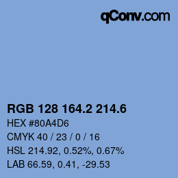カラーコード: RGB 128 164.2 214.6 | qconv.com