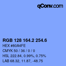 カラーコード: RGB 128 164.2 254.6 | qconv.com