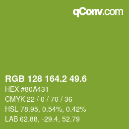 カラーコード: RGB 128 164.2 49.6 | qconv.com