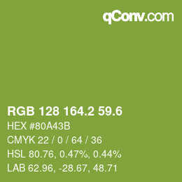 カラーコード: RGB 128 164.2 59.6 | qconv.com