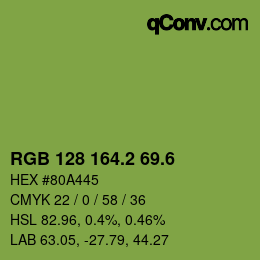 カラーコード: RGB 128 164.2 69.6 | qconv.com