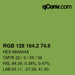 カラーコード: RGB 128 164.2 74.6 | qconv.com