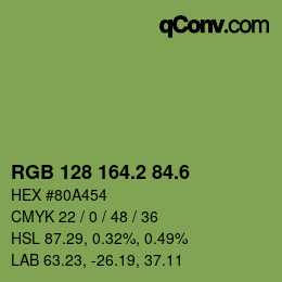 カラーコード: RGB 128 164.2 84.6 | qconv.com