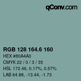 カラーコード: RGB 128 164.6 160 | qconv.com