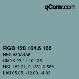 カラーコード: RGB 128 164.6 166 | qconv.com
