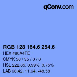 カラーコード: RGB 128 164.6 254.6 | qconv.com
