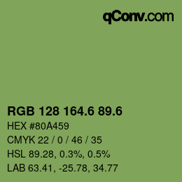 カラーコード: RGB 128 164.6 89.6 | qconv.com