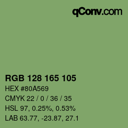 Color code: RGB 128 165 105 | qconv.com