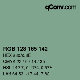 Color code: RGB 128 165 142 | qconv.com