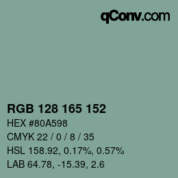 Color code: RGB 128 165 152 | qconv.com