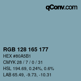 Color code: RGB 128 165 177 | qconv.com