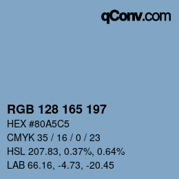カラーコード: RGB 128 165 197 | qconv.com
