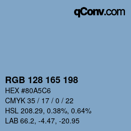 Color code: RGB 128 165 198 | qconv.com