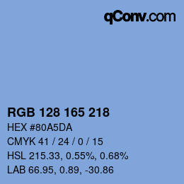 Color code: RGB 128 165 218 | qconv.com