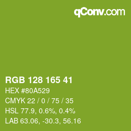 Color code: RGB 128 165 41 | qconv.com