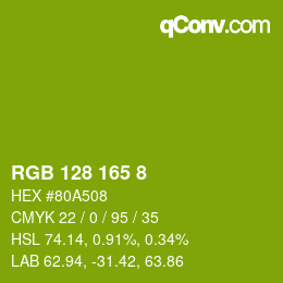 Color code: RGB 128 165 8 | qconv.com