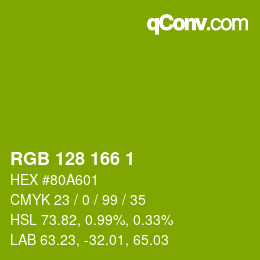 Color code: RGB 128 166 1 | qconv.com