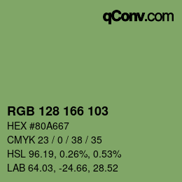 Color code: RGB 128 166 103 | qconv.com