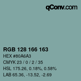 Color code: RGB 128 166 163 | qconv.com