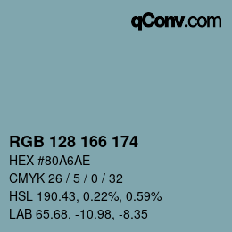 Color code: RGB 128 166 174 | qconv.com