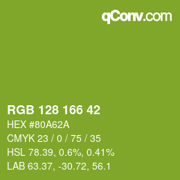 カラーコード: RGB 128 166 42 | qconv.com