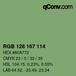 颜色代码: RGB 128 167 114 | qconv.com
