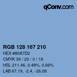 Código de color: RGB 128 167 210 | qconv.com