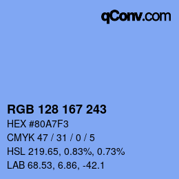 Color code: RGB 128 167 243 | qconv.com