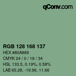 Farbcode: RGB 128 168 137 | qconv.com
