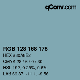 Color code: RGB 128 168 178 | qconv.com