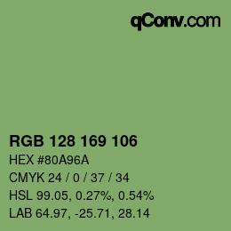 Color code: RGB 128 169 106 | qconv.com