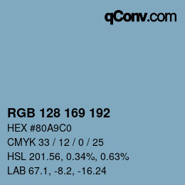 カラーコード: RGB 128 169 192 | qconv.com