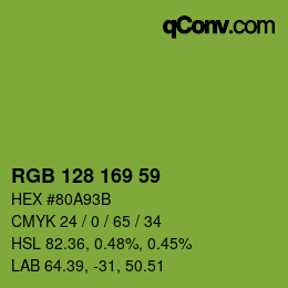 カラーコード: RGB 128 169 59 | qconv.com