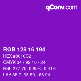 Color code: RGB 128 16 194 | qconv.com