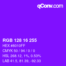 Color code: RGB 128 16 255 | qconv.com