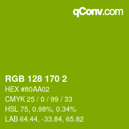Color code: RGB 128 170 2 | qconv.com
