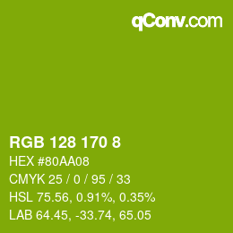 カラーコード: RGB 128 170 8 | qconv.com
