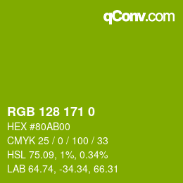 カラーコード: RGB 128 171 0 | qconv.com