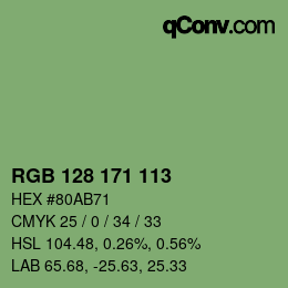 Color code: RGB 128 171 113 | qconv.com