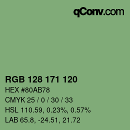 颜色代码: RGB 128 171 120 | qconv.com