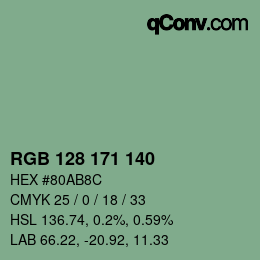 Color code: RGB 128 171 140 | qconv.com