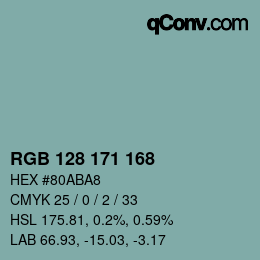 Color code: RGB 128 171 168 | qconv.com